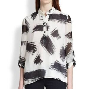 ALICE + OLIVIA Brush Stroke Printed Blouse SMALL